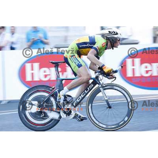 Nik Burjek of Slovenia during time trial 8,8 km, 1st stage of Tour Of Slovenia in Ljubljana on June 13, 2013 