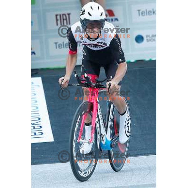 Jan Polanc of Slovenia during time trial 8,8 km, 1st stage of Tour Of Slovenia in Ljubljana on June 13, 2013 