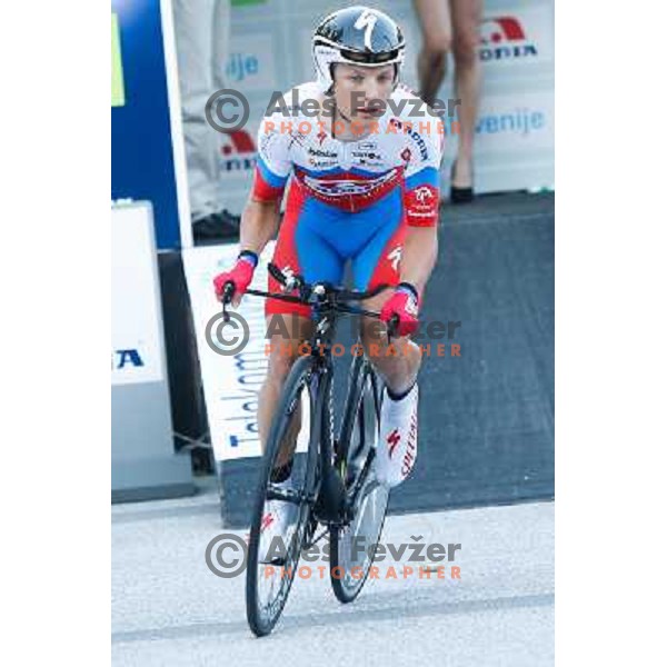 Klemen Stimulak of Slovenia during time trial 8,8 km, 1st stage of Tour Of Slovenia in Ljubljana on June 13, 2013 