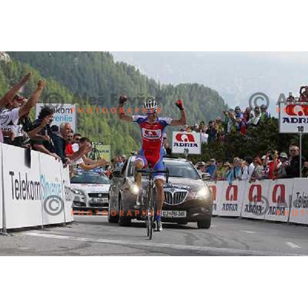 Radooslav Rogina of Croatia ( Adria Mobil) winner of 3rd stage Skofja Loka- Vrsic of cycling race Tour of Slovenia on June 15, 2013 