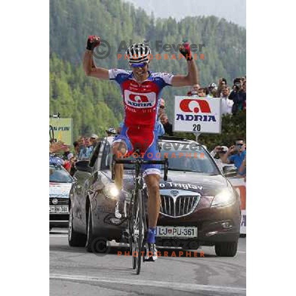 Radooslav Rogina of Croatia ( Adria Mobil) winner of 3rd stage Skofja Loka- Vrsic of cycling race Tour of Slovenia on June 15, 2013 