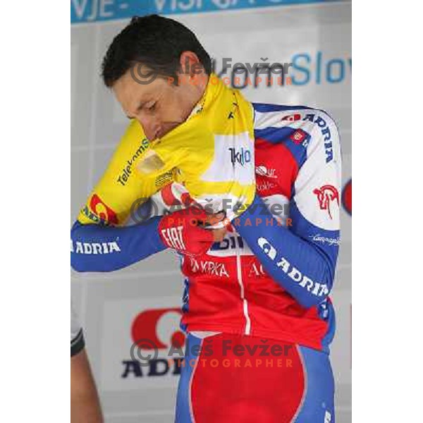 Radoslav Rogina of Croatia (Adria Mobil) overall leader after 3rd stage Skofja Loka-Vrsic at Tour of Slovenia cycling race on June 15, 2013 