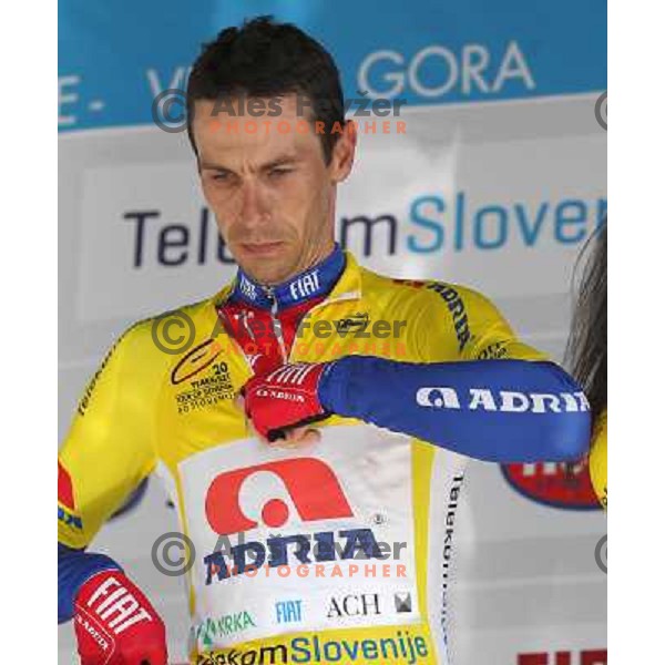 Radoslav Rogina of Croatia (Adria Mobil) overall leader after 3rd stage Skofja Loka-Vrsic at Tour of Slovenia cycling race on June 15, 2013 
