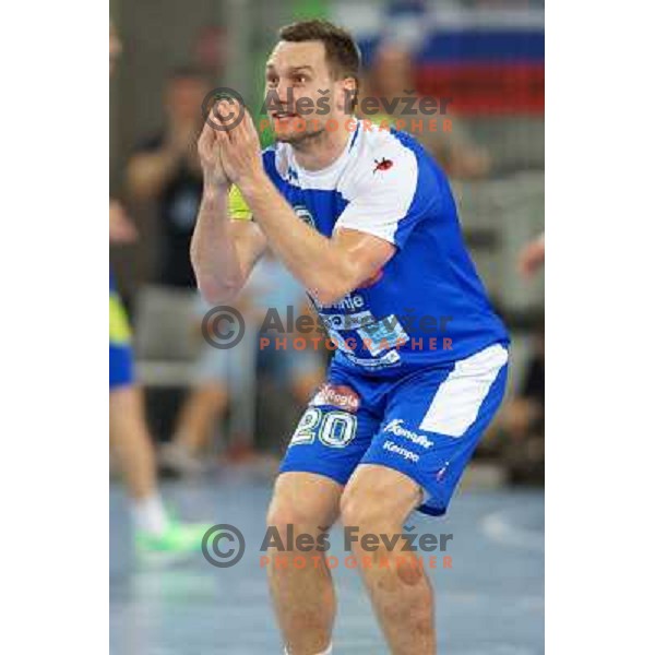 Luka Zvizej of Slovenia during handball match Slovenia-Belarus in last round of qualification for European Championship 2014, played in Stozice Arena, Ljubljana, Slovenia on June 16, 2013 