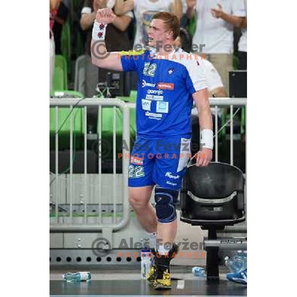 Matej Gaber of Slovenia during handball match Slovenia-Belarus in last round of qualification for European Championship 2014, played in Stozice Arena, Ljubljana, Slovenia on June 16, 2013 