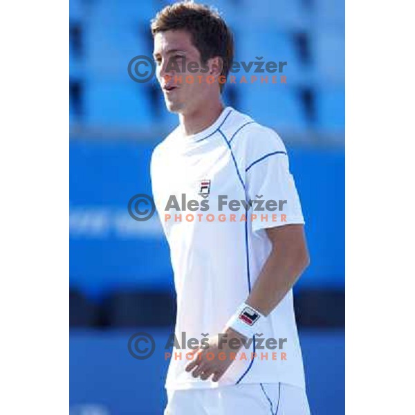 Aljaz Bedene of Slovenia in action during first round of Tilia Slovenia Open-ATP Challenger Tour in Portoroz, Slovenia on July 2, 2013 