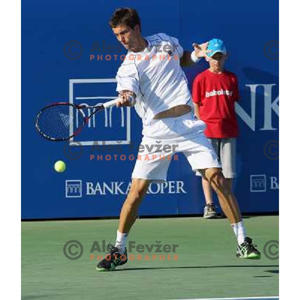 Aljaz Bedene of Slovenia in action during first round of Tilia Slovenia Open-ATP Challenger Tour in Portoroz, Slovenia on July 2, 2013 