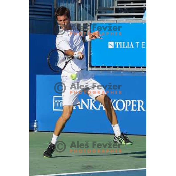 Aljaz Bedene of Slovenia in action during first round of Tilia Slovenia Open-ATP Challenger Tour in Portoroz, Slovenia on July 2, 2013 