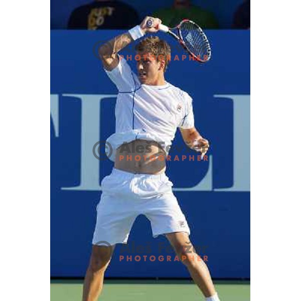 Aljaz Bedene of Slovenia in action during first round of Tilia Slovenia Open-ATP Challenger Tour in Portoroz, Slovenia on July 2, 2013 