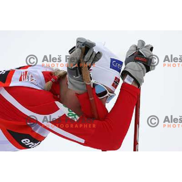 Kristin Steira after crossing finish line at Cross-country Ladies 10 km free at FIS Nordic Ski WC Sapporo, Hokaido, Japan