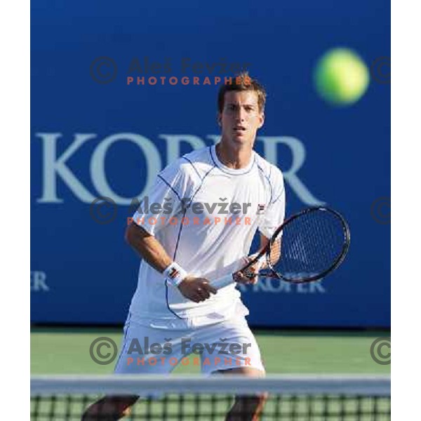 Aljaz Bedene of Slovenia in action during first round of Tilia Slovenia Open-ATP Challenger Tour in Portoroz, Slovenia on July 2, 2013 