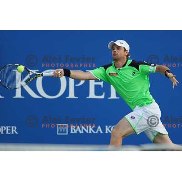 Blaz Kavcic of Slovenia in action during first round of Tilia Slovenia Open-ATP Challenger Tour in Portoroz, Slovenia on July 2, 2013 