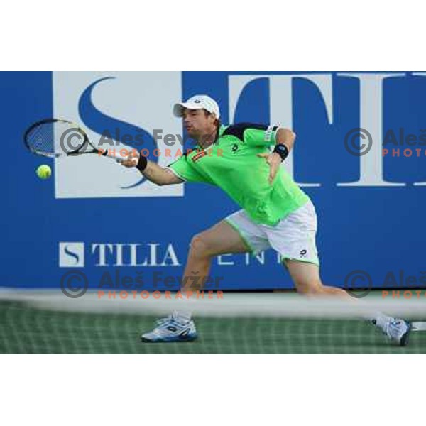 Blaz Kavcic of Slovenia in action during first round of Tilia Slovenia Open-ATP Challenger Tour in Portoroz, Slovenia on July 2, 2013 