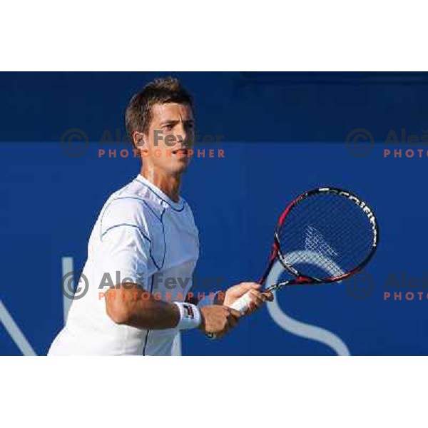 Aljaz Bedene of Slovenia in action during first round of Tilia Slovenia Open- ATP Challenger tour, played in SRC Marina, Portoroz, Slovenia on July 2, 2013 
