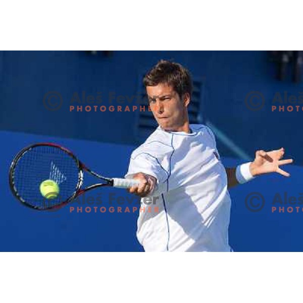 Aljaz Bedene of Slovenia in action during first round of Tilia Slovenia Open- ATP Challenger tour, played in SRC Marina, Portoroz, Slovenia on July 2, 2013 
