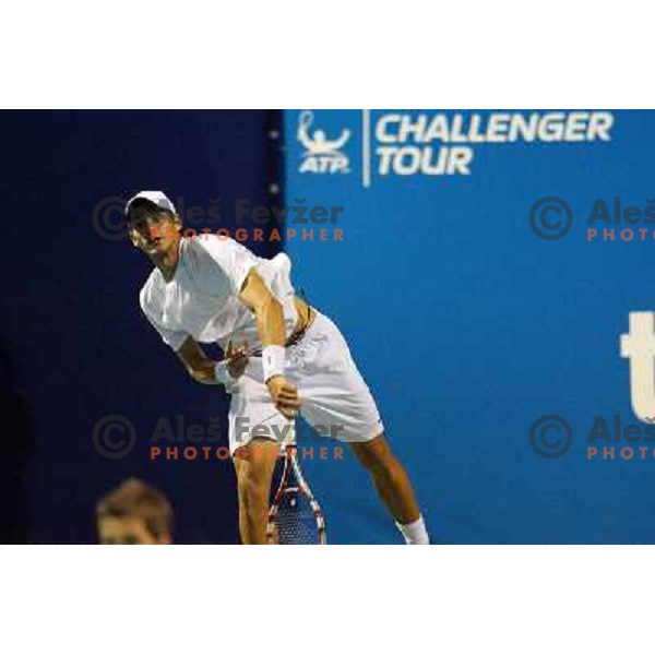 Blaz Rola of Slovenia in action during doubles first round of Tilia Slovenia Open- ATP Challenger tour, played in SRC Marina, Portoroz, Slovenia on July 2, 2013 