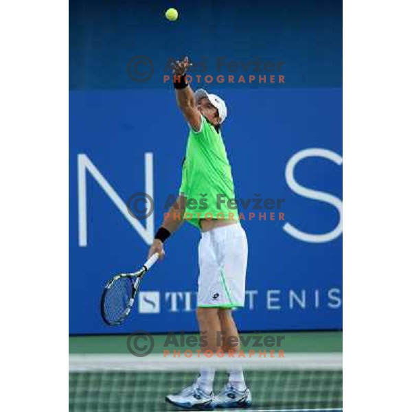 Blaz Kavcic of Slovenia in action during first round of Tilia Slovenia Open- ATP Challenger tour, played in SRC Marina, Portoroz, Slovenia on July 2, 2013 