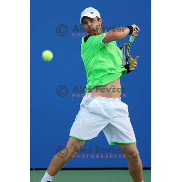 Blaz Kavcic of Slovenia in action during first round of Tilia Slovenia Open- ATP Challenger tour, played in SRC Marina, Portoroz, Slovenia on July 2, 2013 