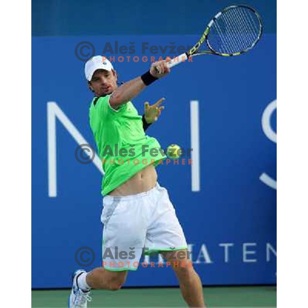 Blaz Kavcic of Slovenia in action during first round of Tilia Slovenia Open- ATP Challenger tour, played in SRC Marina, Portoroz, Slovenia on July 2, 2013 