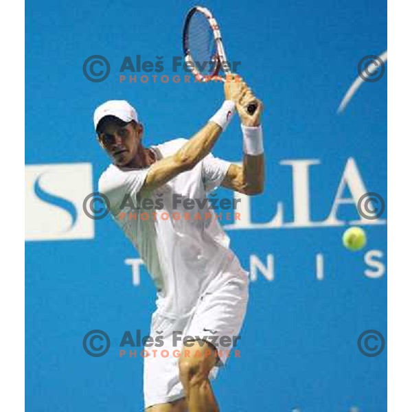 Blaz Rola of Slovenia in action during doubles first round of Tilia Slovenia Open- ATP Challenger tour, played in SRC Marina, Portoroz, Slovenia on July 2, 2013 