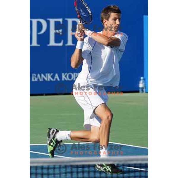 Aljaz Bedene of Slovenia in action during first round of Tilia Slovenia Open- ATP Challenger tour, played in SRC Marina, Portoroz, Slovenia on July 2, 2013 