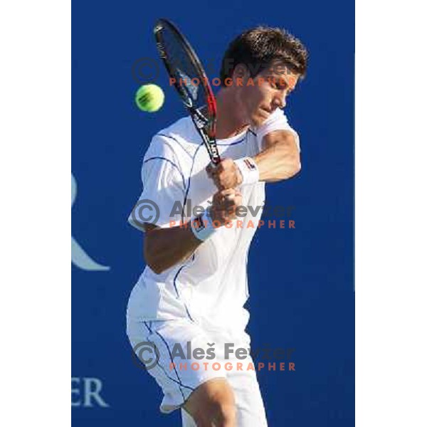 Aljaz Bedene of Slovenia in action during first round of Tilia Slovenia Open- ATP Challenger tour, played in SRC Marina, Portoroz, Slovenia on July 2, 2013 