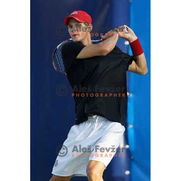 Blaz Rola of Slovenia in action during first round of Tilia Slovenia Open- ATP Challenger tour, played in SRC Marina, Portoroz, Slovenia on July 3, 2013 