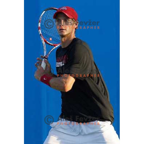 Blaz Rola of Slovenia in action during first round of Tilia Slovenia Open- ATP Challenger tour, played in SRC Marina, Portoroz, Slovenia on July 3, 2013 