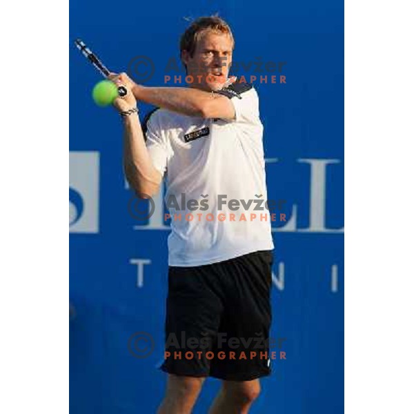 Grega Zemlja of Slovenia in action during first round of Tilia Slovenia Open- ATP Challenger tour, played in SRC Marina, Portoroz, Slovenia on July 3, 2013 