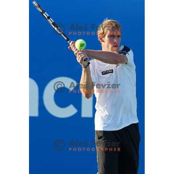Grega Zemlja of Slovenia in action during first round of Tilia Slovenia Open- ATP Challenger tour, played in SRC Marina, Portoroz, Slovenia on July 3, 2013 