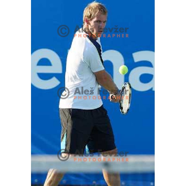 Grega Zemlja of Slovenia in action during first round of Tilia Slovenia Open- ATP Challenger tour, played in SRC Marina, Portoroz, Slovenia on July 3, 2013 