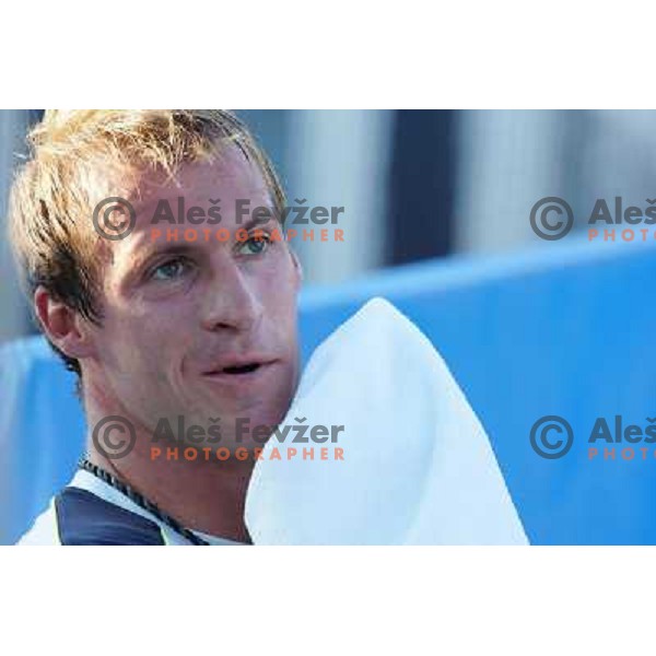 Grega Zemlja of Slovenia in action during first round of Tilia Slovenia Open- ATP Challenger tour, played in SRC Marina, Portoroz, Slovenia on July 3, 2013 