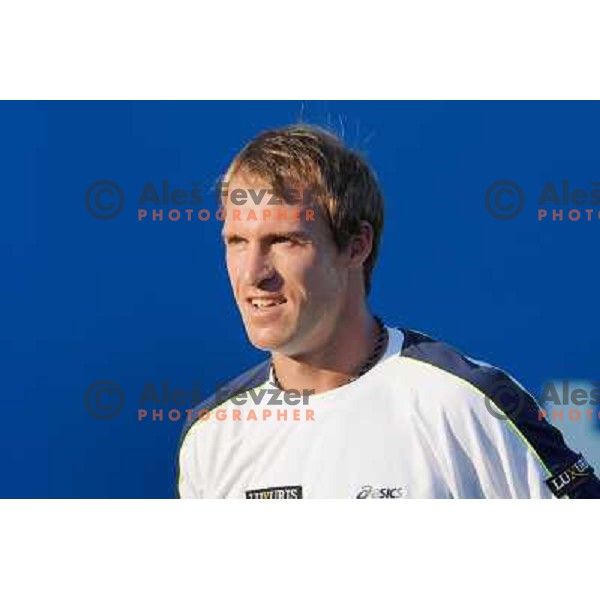 Grega Zemlja of Slovenia in action during first round of Tilia Slovenia Open- ATP Challenger tour, played in SRC Marina, Portoroz, Slovenia on July 3, 2013 