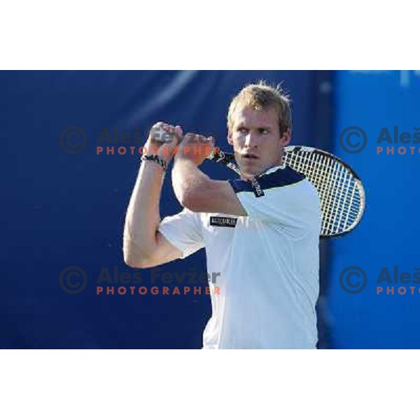 Grega Zemlja of Slovenia in action during first round of Tilia Slovenia Open- ATP Challenger tour, played in SRC Marina, Portoroz, Slovenia on July 3, 2013 
