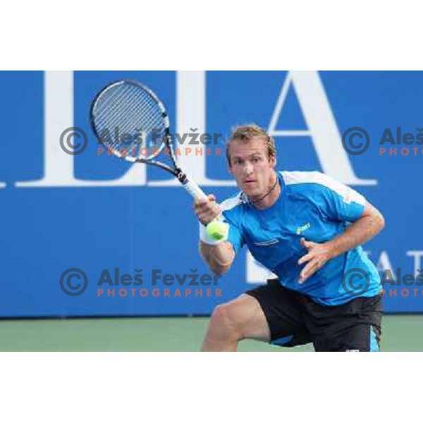 Grega Zemlja of Slovenia in action during the Final of Tilia Slovenia Open ATP challenger tour in SRC Marina, Portoroz, Slovenia on July 7, 2013 