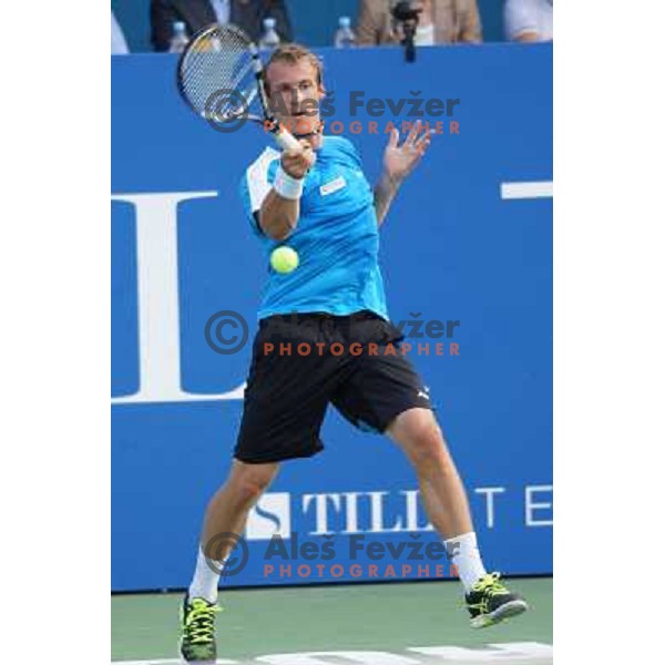 Grega Zemlja of Slovenia in action during the Final of Tilia Slovenia Open ATP challenger tour in SRC Marina, Portoroz, Slovenia on July 7, 2013 