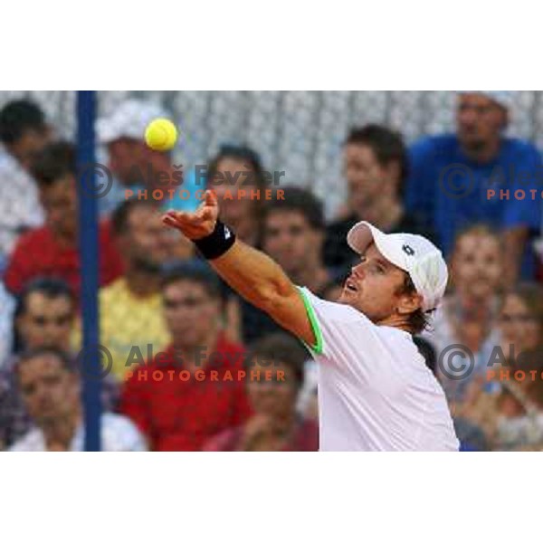 Blaz Kavcic of Slovenia playing in second round of ATP Vegeta Croatia Open tennis tournament in Umag, Croatia on July 24,2013 