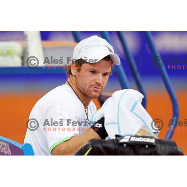 Blaz Kavcic of Slovenia playing in second round of ATP Vegeta Croatia Open tennis tournament in Umag, Croatia on July 24,2013 
