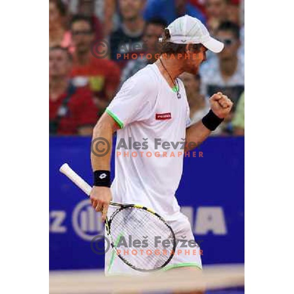 Blaz Kavcic of Slovenia playing in second round of ATP Vegeta Croatia Open tennis tournament in Umag, Croatia on July 24,2013 