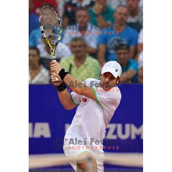 Blaz Kavcic of Slovenia playing in second round of ATP Vegeta Croatia Open tennis tournament in Umag, Croatia on July 24,2013 