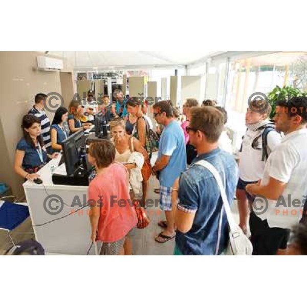 Spectators waiting for tickest for second round of ATP Vegeta Croatia Open tennis tournament in Umag, Croatia on July 25,2013 