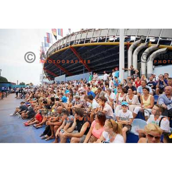 Spectators enjoy action in second round of ATP Vegeta Croatia Open tennis tournament in Umag, Croatia on July 25,2013 