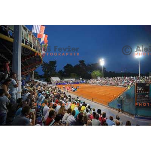 Spectators enjoy action in second round of ATP Vegeta Croatia Open tennis tournament in Umag, Croatia on July 25,2013 