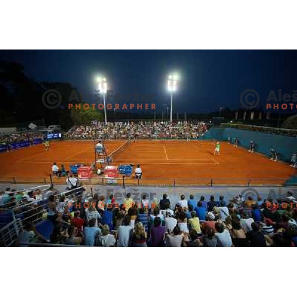 Spectators enjoy action in second round of ATP Vegeta Croatia Open tennis tournament in Umag, Croatia on July 25,2013 