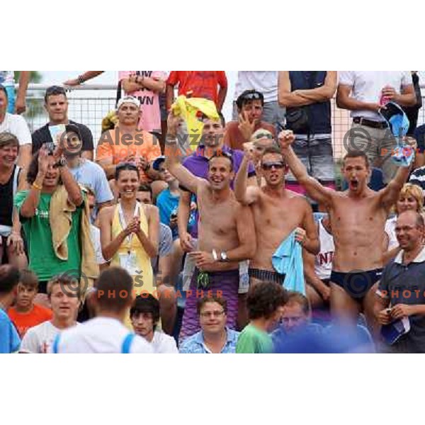 Spectators enjoy action in second round of ATP Vegeta Croatia Open tennis tournament in Umag, Croatia on July 25,2013 