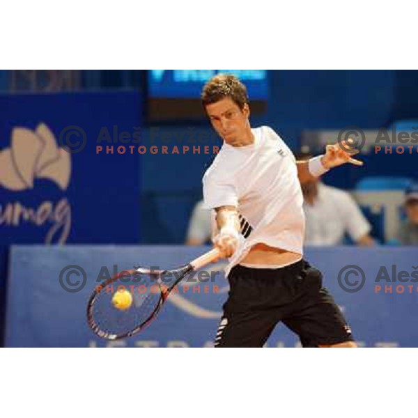 Aljaz Bedene of Slovenia in action during second round of ATP Vegeta Croatia Open tennis tournament in Umag, Croatia on July 25,2013 