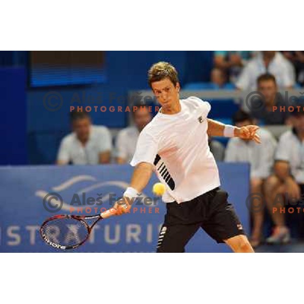 Aljaz Bedene of Slovenia in action during second round of ATP Vegeta Croatia Open tennis tournament in Umag, Croatia on July 25,2013 