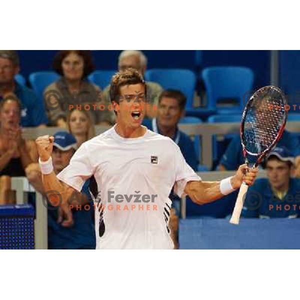 Aljaz Bedene of Slovenia in action during second round of ATP Vegeta Croatia Open tennis tournament in Umag, Croatia on July 25,2013 