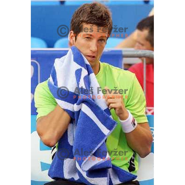 Aljaz Bedene of Slovenia in action during second round of ATP Vegeta Croatia Open tennis tournament in Umag, Croatia on July 25,2013 