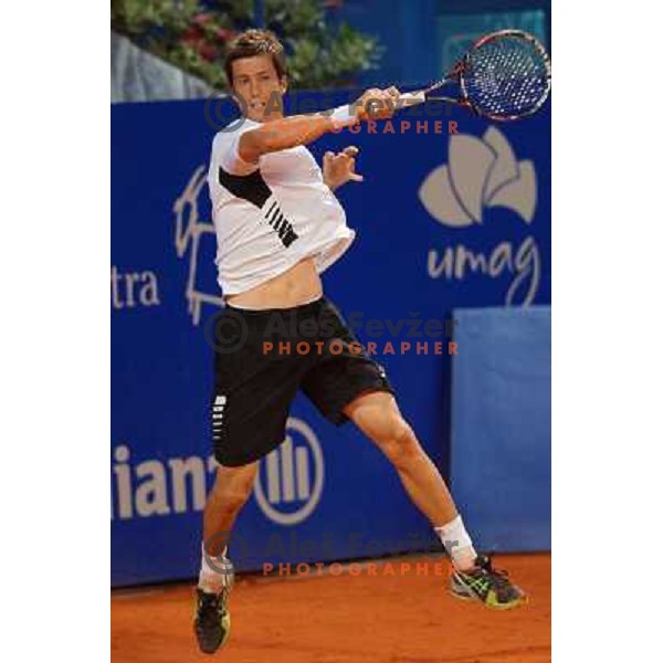 Aljaz Bedene of Slovenia in action during second round of ATP Vegeta Croatia Open tennis tournament in Umag, Croatia on July 25,2013 